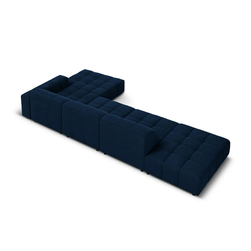 Jennifer 5-Sitzer Ecksofa, Rechte Seite, mit Bezug aus Samt (Bluvel 86) in Königsblau, 341x166 cm – Bild 5