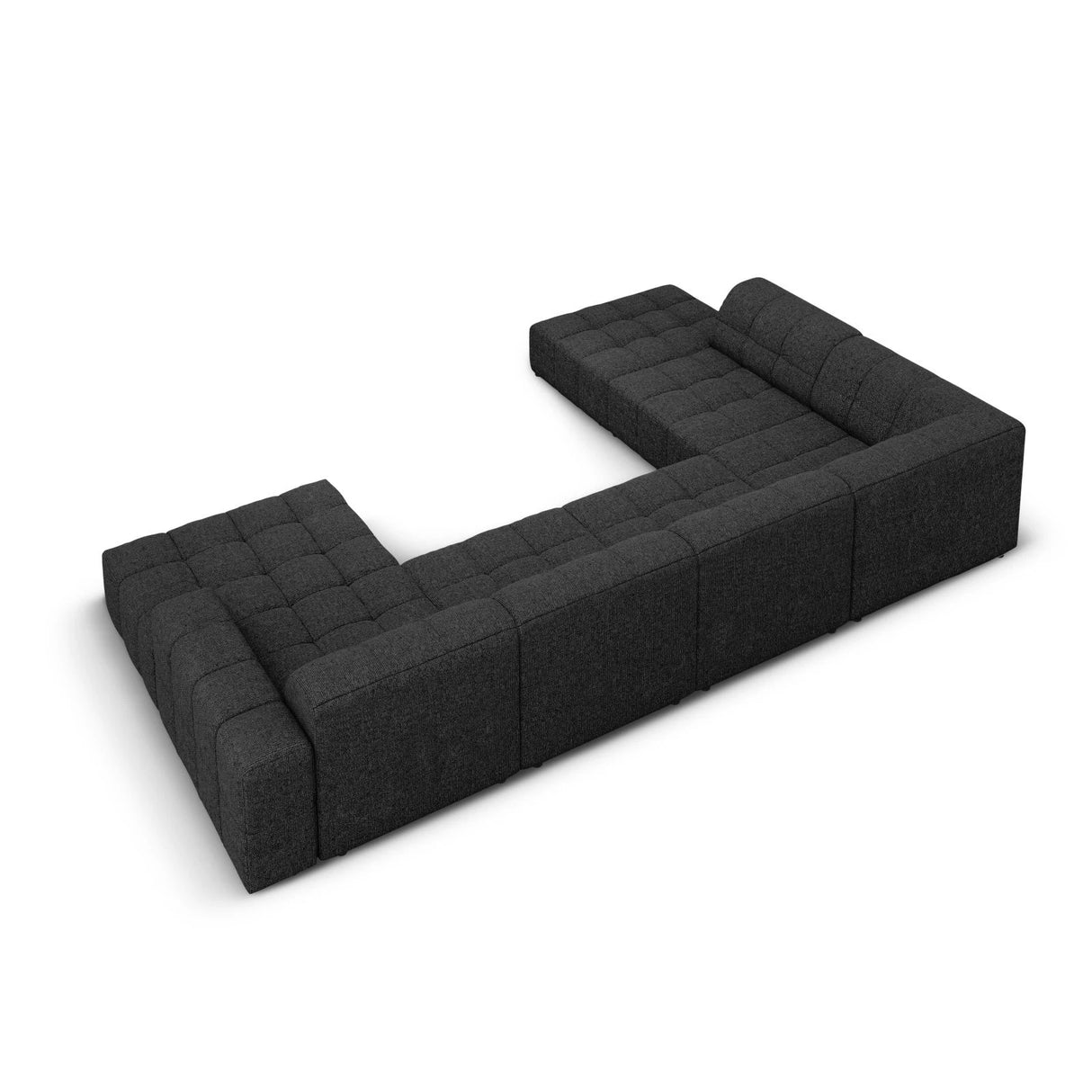 Jennifer 7-Sitzer Panorama-Sofa Links, mit Bezug aus Chenille (Haga 19) in Schwarz, 364x262 cm – Bild 4