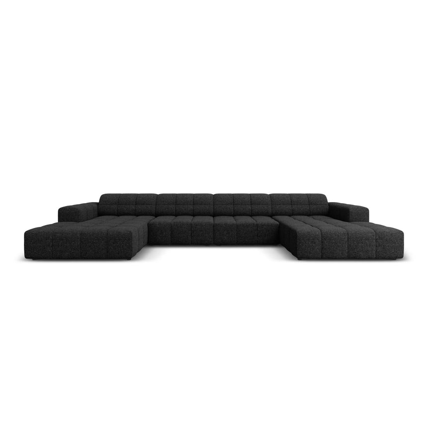 Jennifer Panorama-Sofa symmetrisch mit Bezug aus Chenille (Haga 19) in Schwarz, 364x166 cm – Bild 1