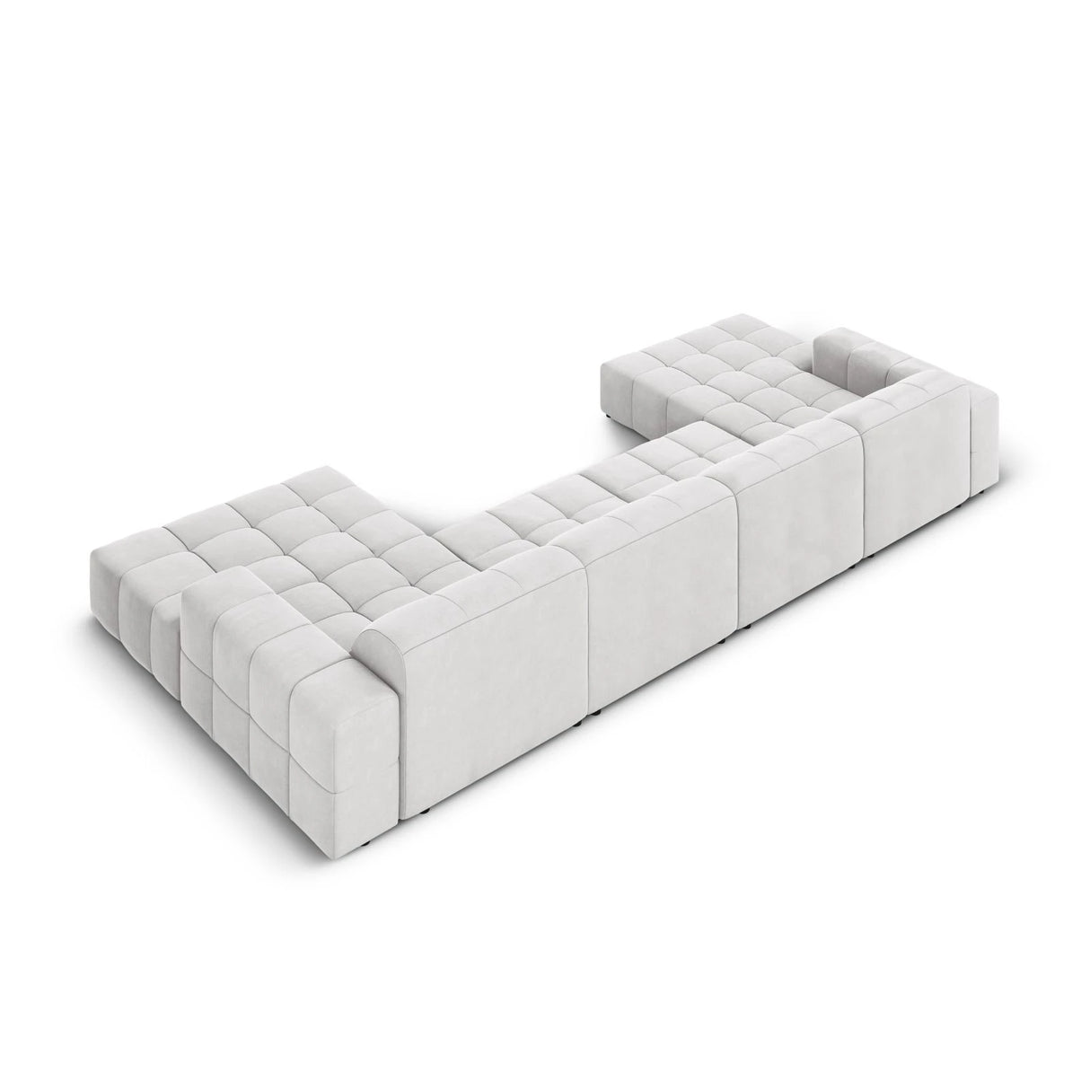 Jennifer Panorama-Sofa symmetrisch mit Bezug aus Samt (Bluvel 03) in Silver, 364x166 cm – Bild 4