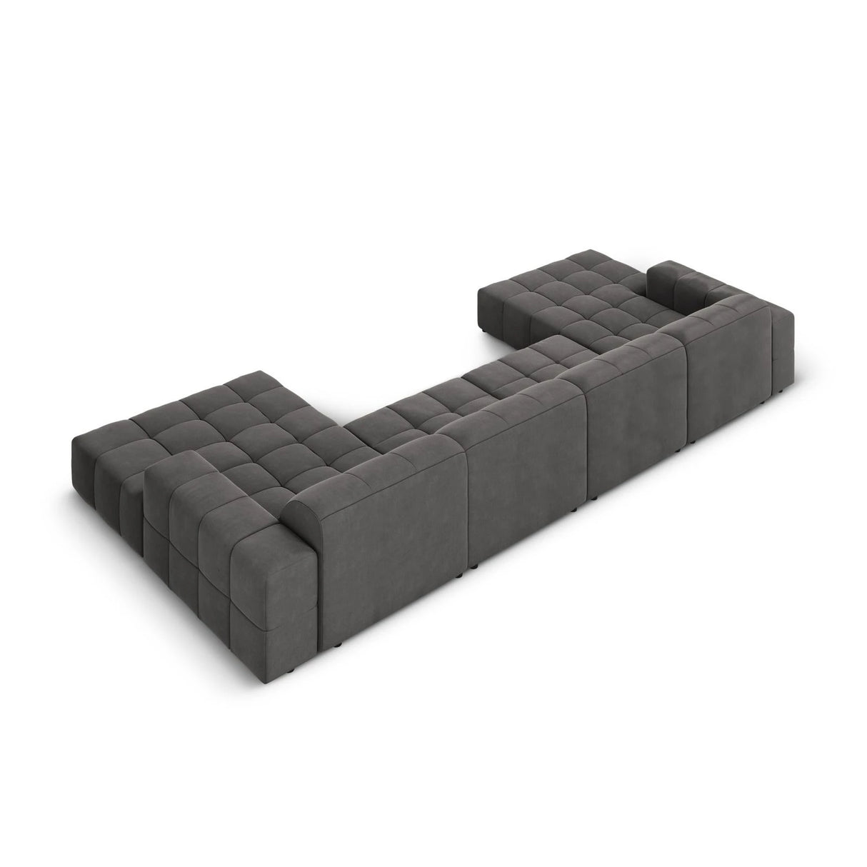 Jennifer Panorama-Sofa symmetrisch mit Bezug aus Samt (Bluvel 14) in Grau, 364x166 cm – Bild 4