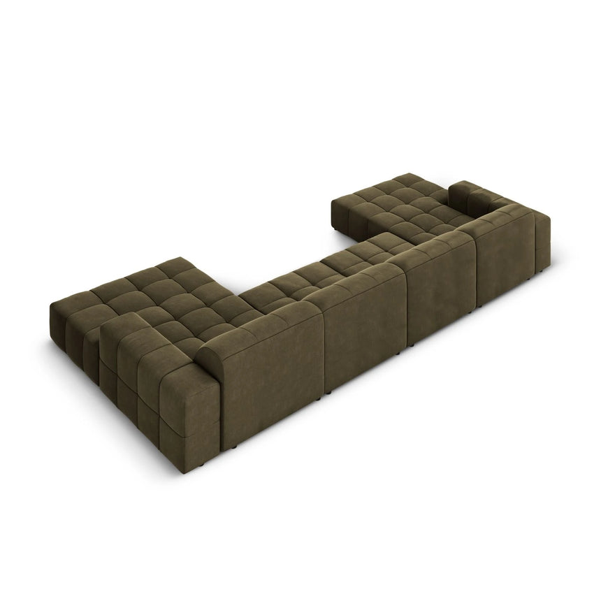Jennifer Panorama-Sofa symmetrisch mit Bezug aus Samt (Bluvel 77) in Grün, 364x166 cm – Bild 4