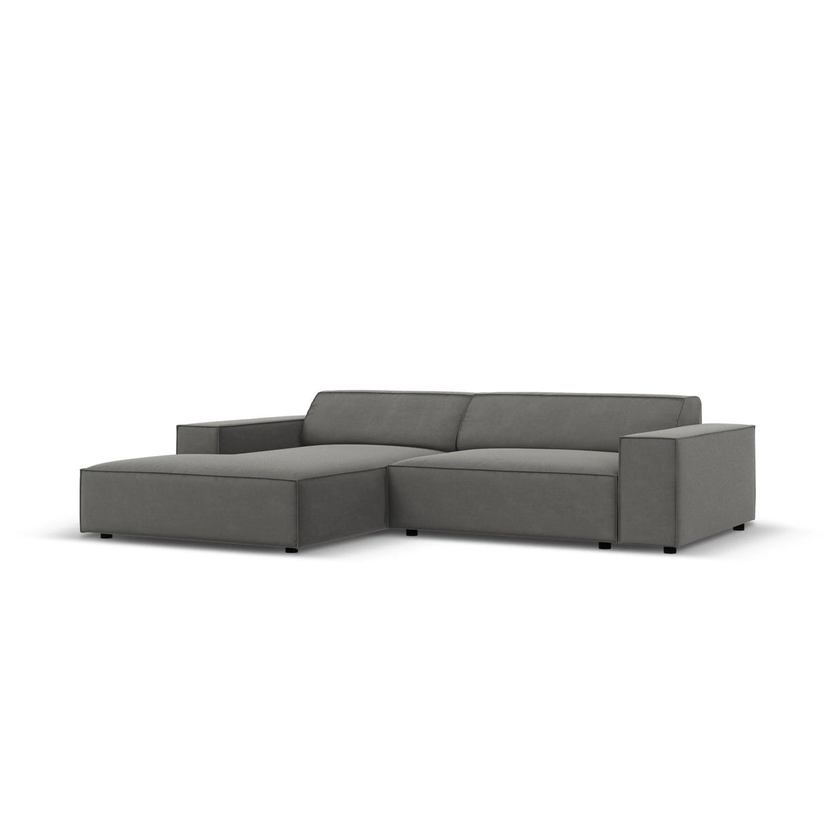 Jodie 3-Sitzer Ecksofa, Linke Seite, aus Samt (Blu13) in Hellgrau, 224x166 cm – Bild 2