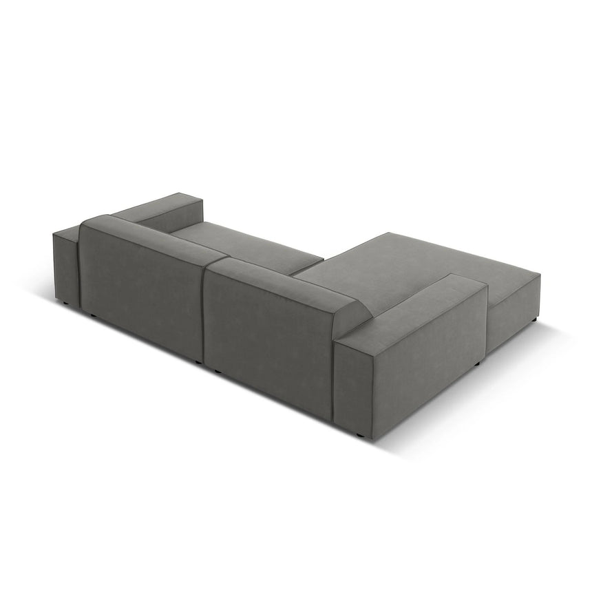Jodie 3-Sitzer Ecksofa, Linke Seite, aus Samt (Blu13) in Hellgrau, 224x166 cm – Bild 4