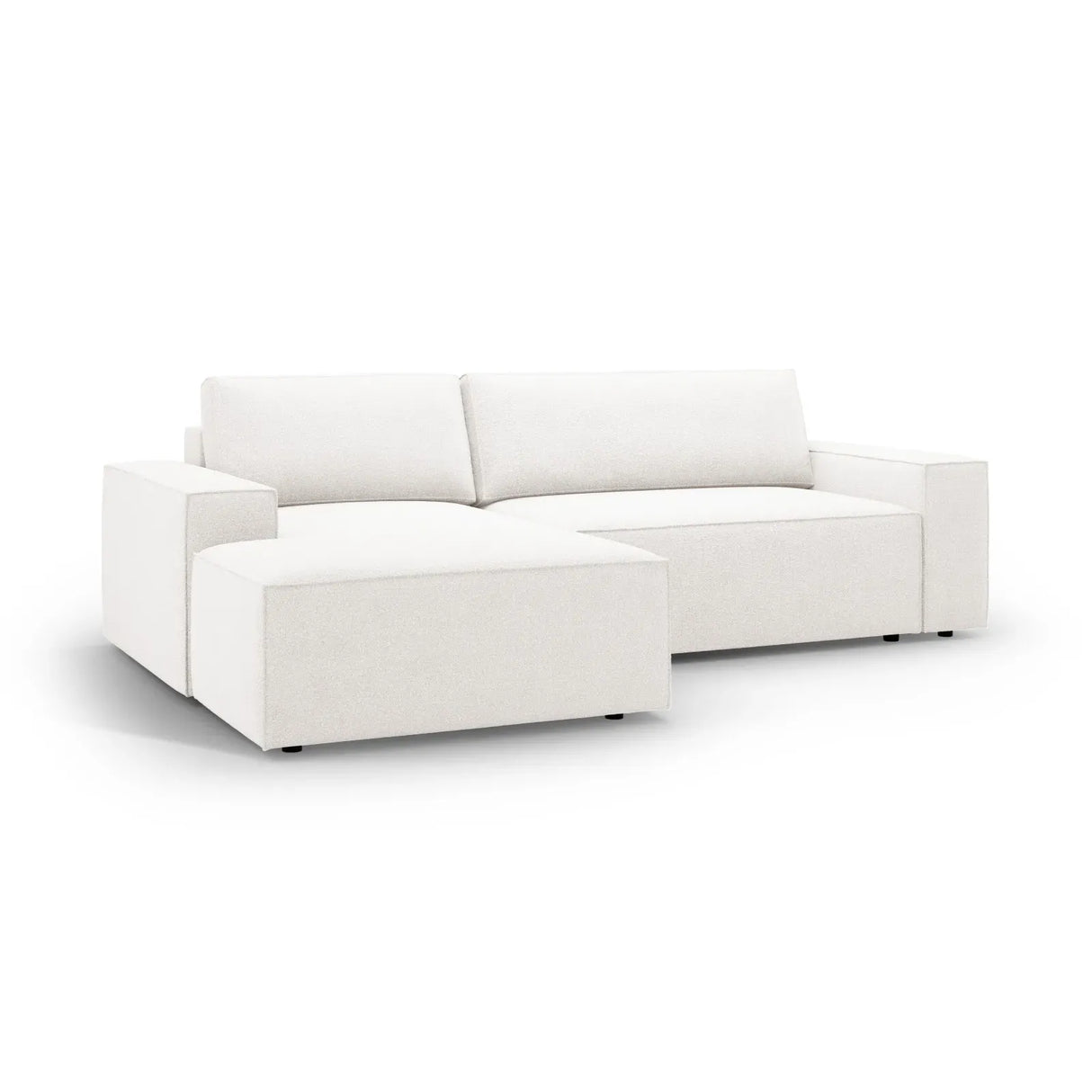 Jodie 3-Sitzer Ecksofa Links mit Schlaffunktion und Bettkasten mit Bezug aus Samt, Strukturstoff oder Boucle, 246x151 cm - ZEN ZONE Furniture