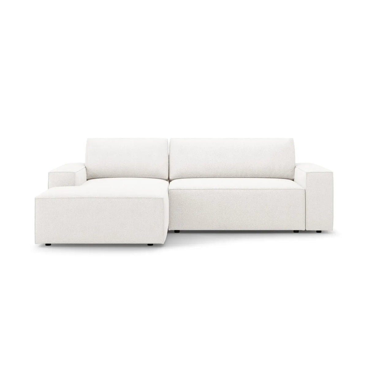 Jodie 3-Sitzer Ecksofa Links mit Schlaffunktion und Bettkasten mit Bezug aus Samt, Strukturstoff oder Boucle, 246x151 cm - ZEN ZONE Furniture