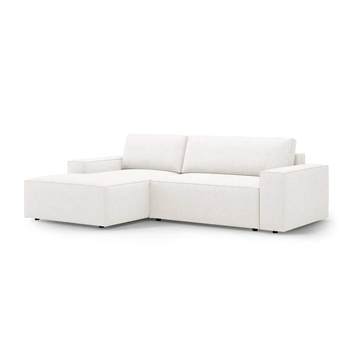 Jodie 3-Sitzer Ecksofa Links mit Schlaffunktion und Bettkasten mit Bezug aus Samt, Strukturstoff oder Boucle, 246x151 cm - ZEN ZONE Furniture