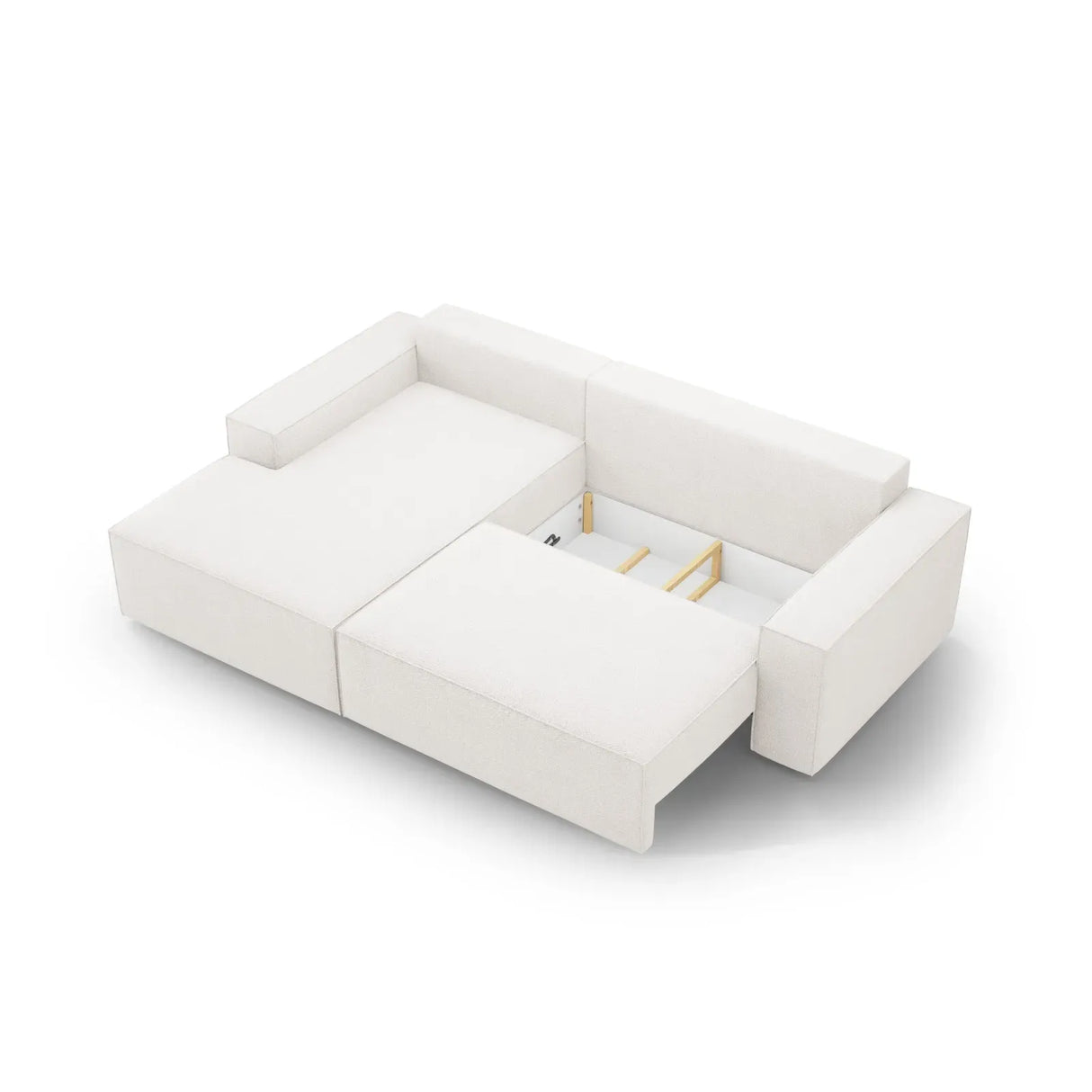 Jodie 3-Sitzer Ecksofa Links mit Schlaffunktion und Bettkasten mit Bezug aus Samt, Strukturstoff oder Boucle, 246x151 cm - ZEN ZONE Furniture