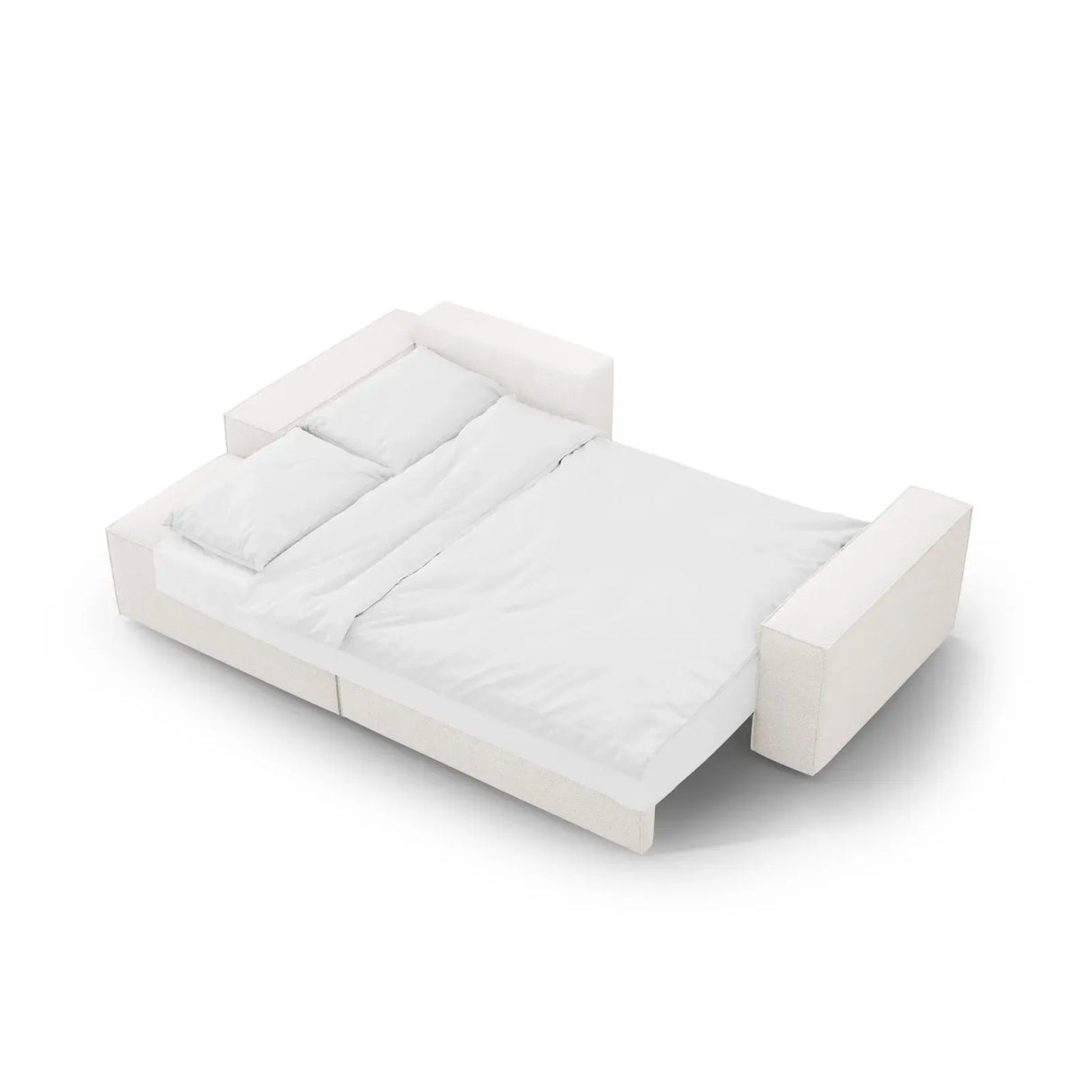 Jodie 3-Sitzer Ecksofa Links mit Schlaffunktion und Bettkasten mit Bezug aus Samt, Strukturstoff oder Boucle, 246x151 cm - ZEN ZONE Furniture