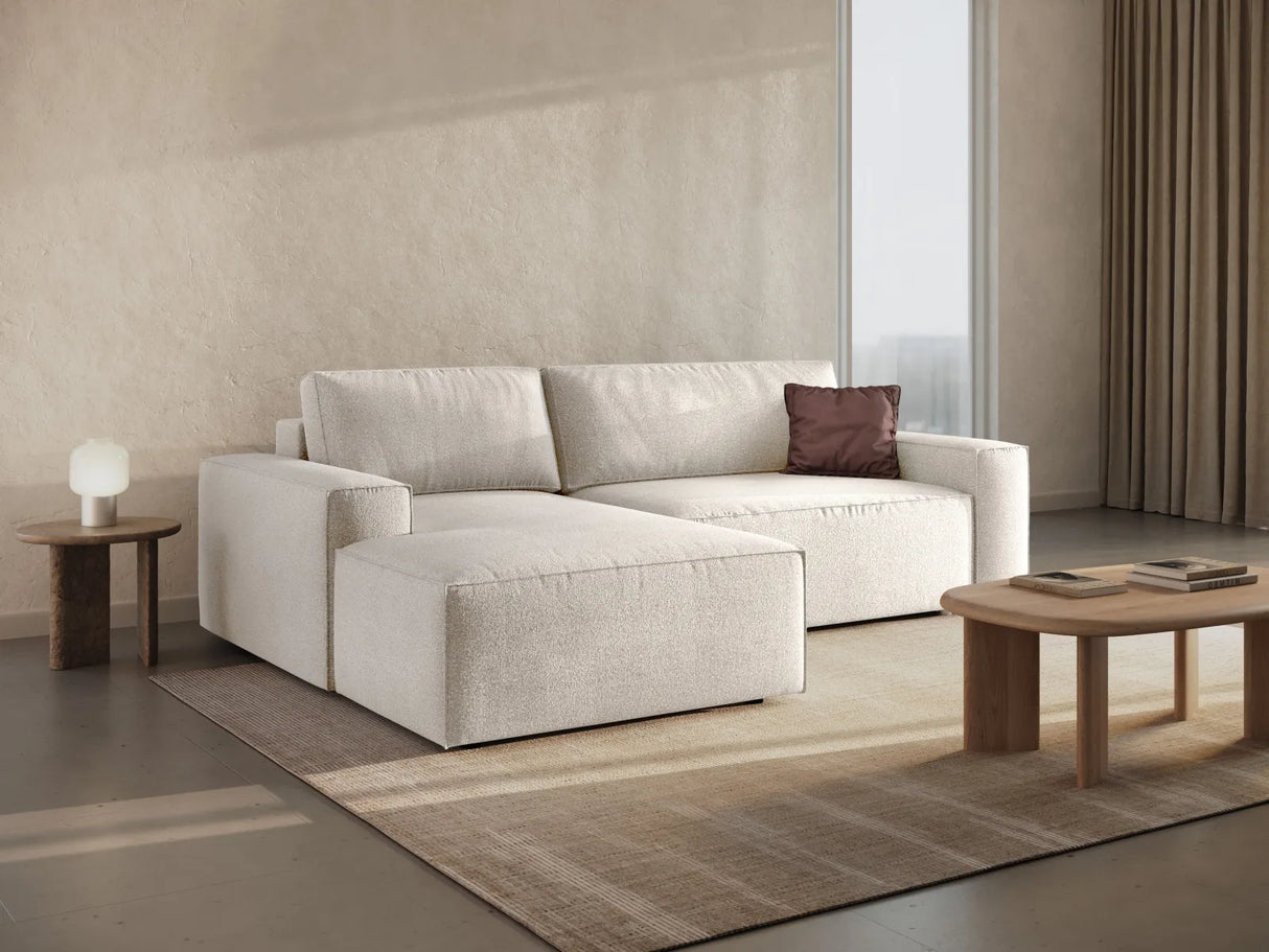 Jodie 3-Sitzer Ecksofa Links mit Schlaffunktion und Bettkasten mit Bezug aus Boucle (Bal2073) in Weiß, 246x151 cm – Bild 9