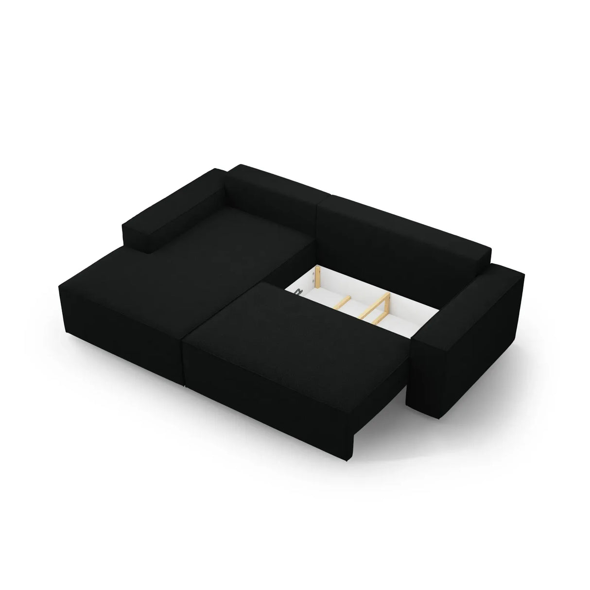 Jodie 3-Sitzer Ecksofa Links mit Schlaffunktion und Bettkasten mit Bezug aus Samt, Strukturstoff oder Boucle, 246x151 cm - ZEN ZONE Furniture