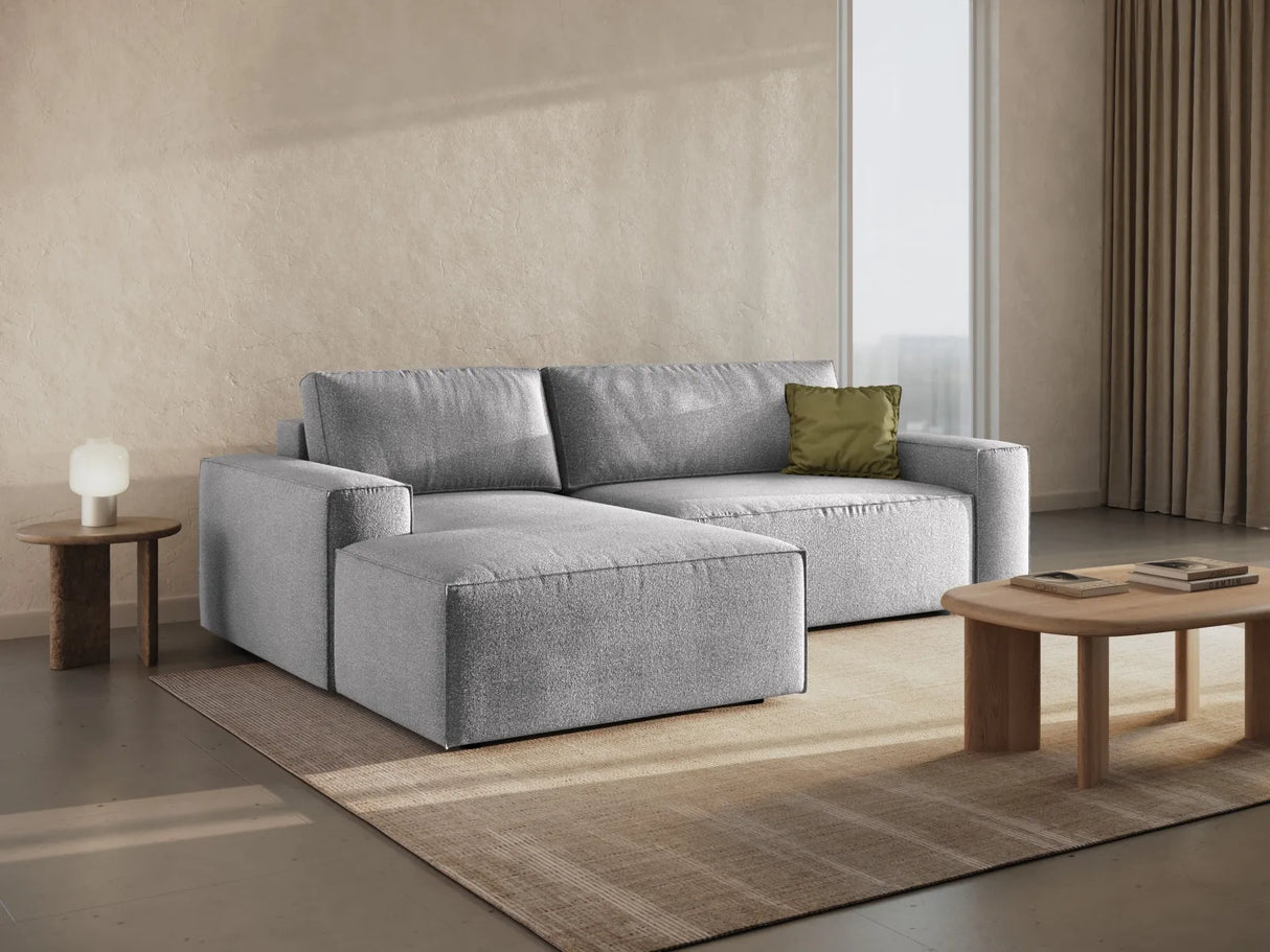 Jodie 3-Sitzer Ecksofa Links mit Schlaffunktion und Bettkasten mit Bezug aus Boucle (Bal2085) in Hellgrau, 246x151 cm – Bild 9