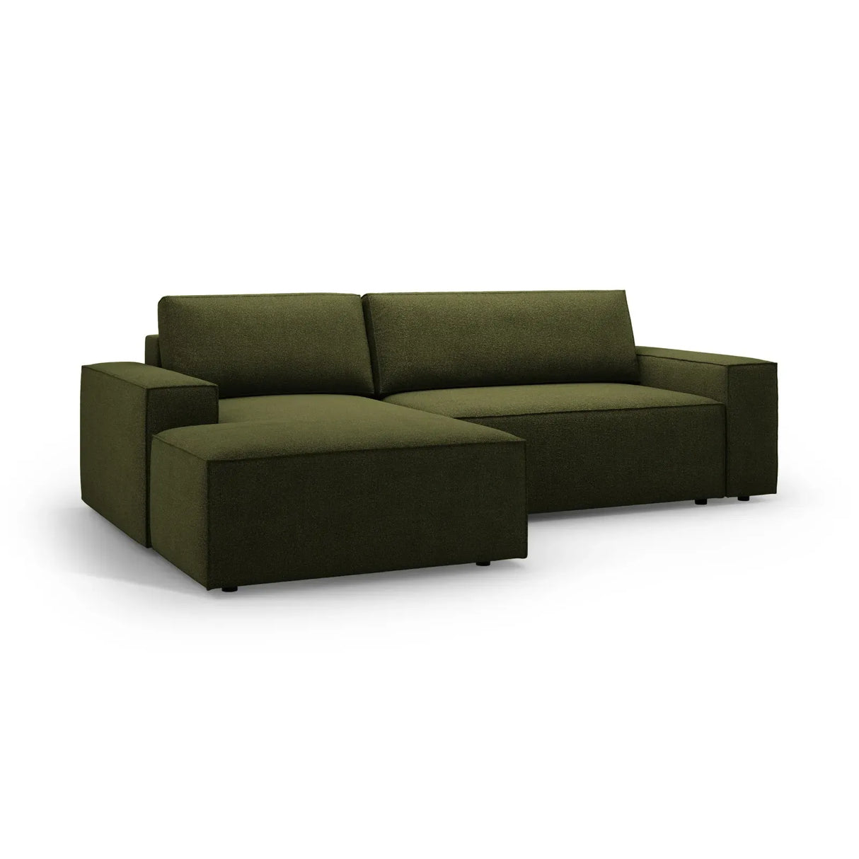 Jodie 3-Sitzer Ecksofa Links mit Schlaffunktion und Bettkasten mit Bezug aus Samt, Strukturstoff oder Boucle, 246x151 cm - ZEN ZONE Furniture