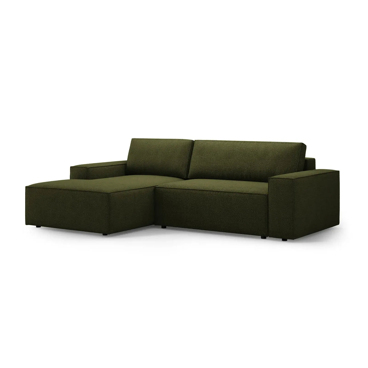 Jodie 3-Sitzer Ecksofa Links mit Schlaffunktion und Bettkasten mit Bezug aus Samt, Strukturstoff oder Boucle, 246x151 cm - ZEN ZONE Furniture