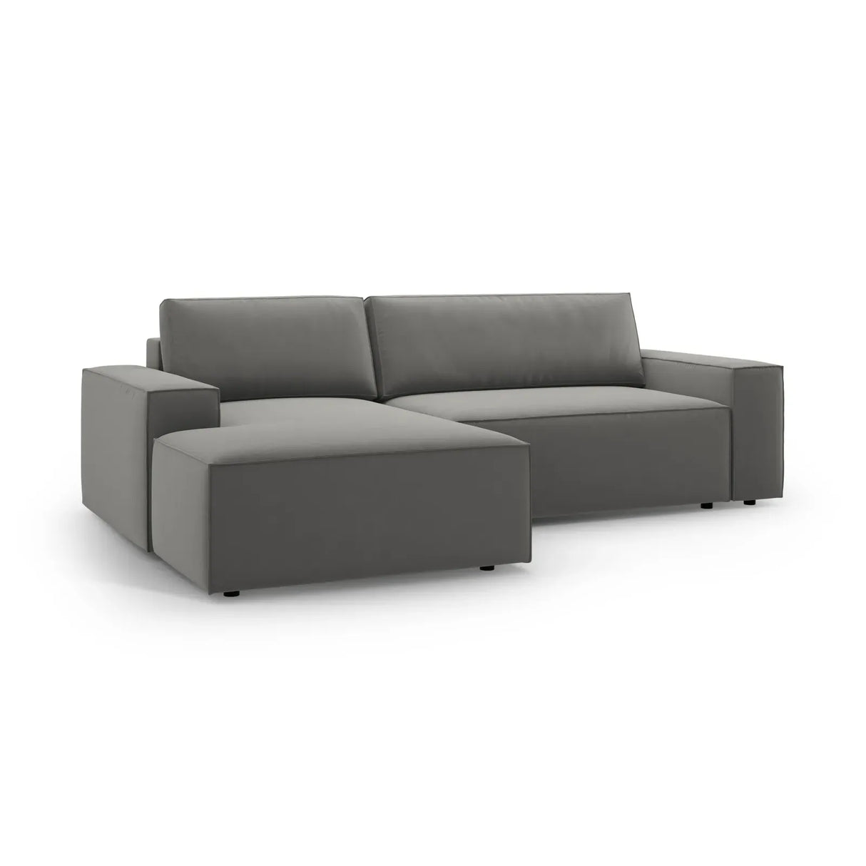 Jodie 3-Sitzer Ecksofa Links mit Schlaffunktion und Bettkasten mit Bezug aus Samt, Strukturstoff oder Boucle, 246x151 cm - ZEN ZONE Furniture