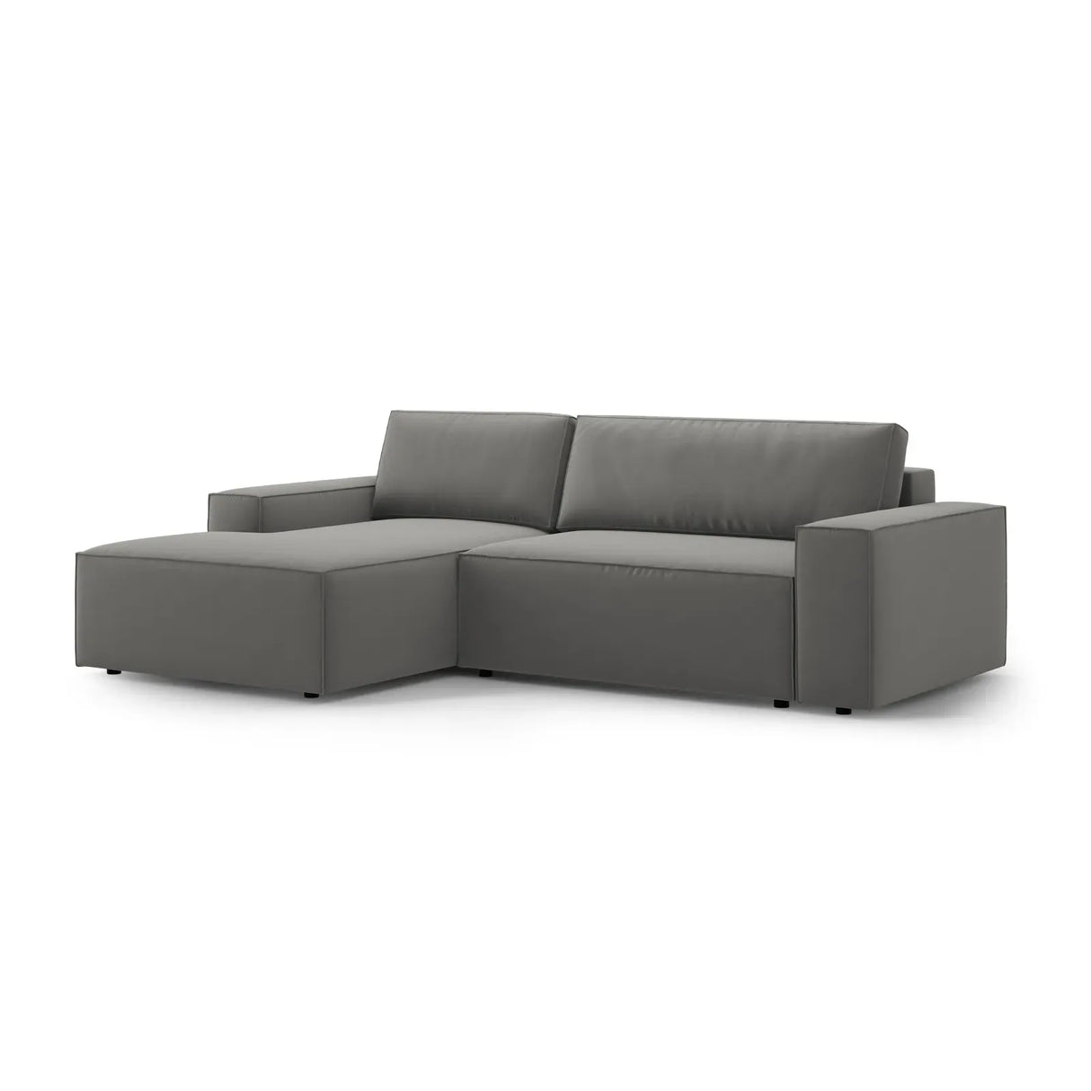 Jodie 3-Sitzer Ecksofa Links mit Schlaffunktion und Bettkasten mit Bezug aus Samt, Strukturstoff oder Boucle, 246x151 cm - ZEN ZONE Furniture