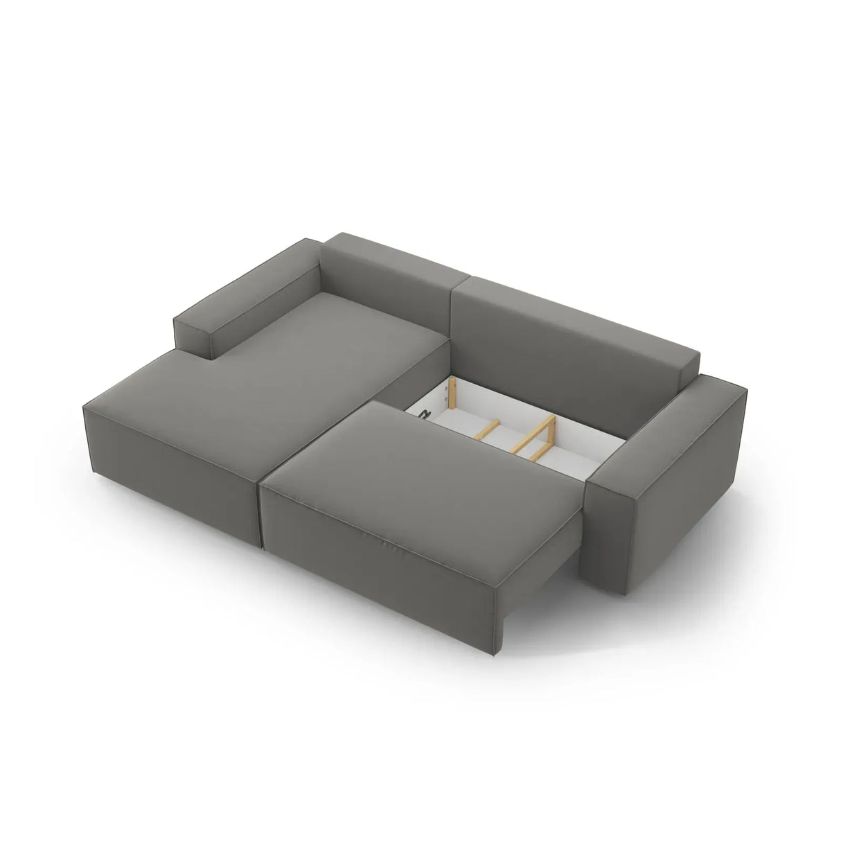Jodie 3-Sitzer Ecksofa Links mit Schlaffunktion und Bettkasten mit Bezug aus Samt, Strukturstoff oder Boucle, 246x151 cm - ZEN ZONE Furniture