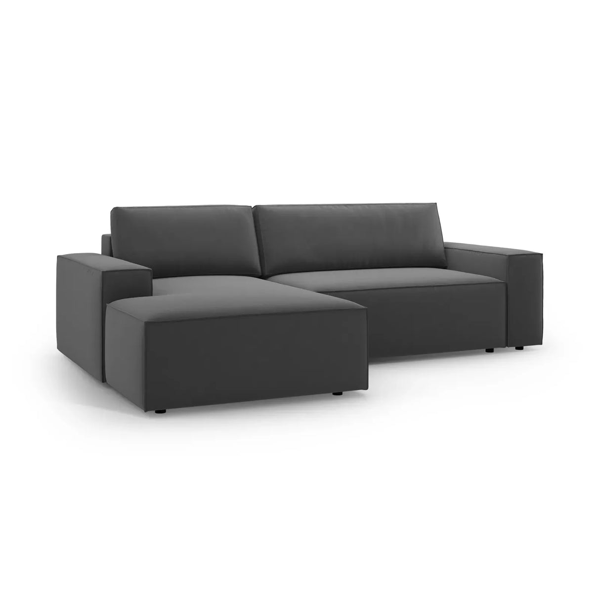Jodie 3-Sitzer Ecksofa Links mit Schlaffunktion und Bettkasten mit Bezug aus Samt, Strukturstoff oder Boucle, 246x151 cm - ZEN ZONE Furniture
