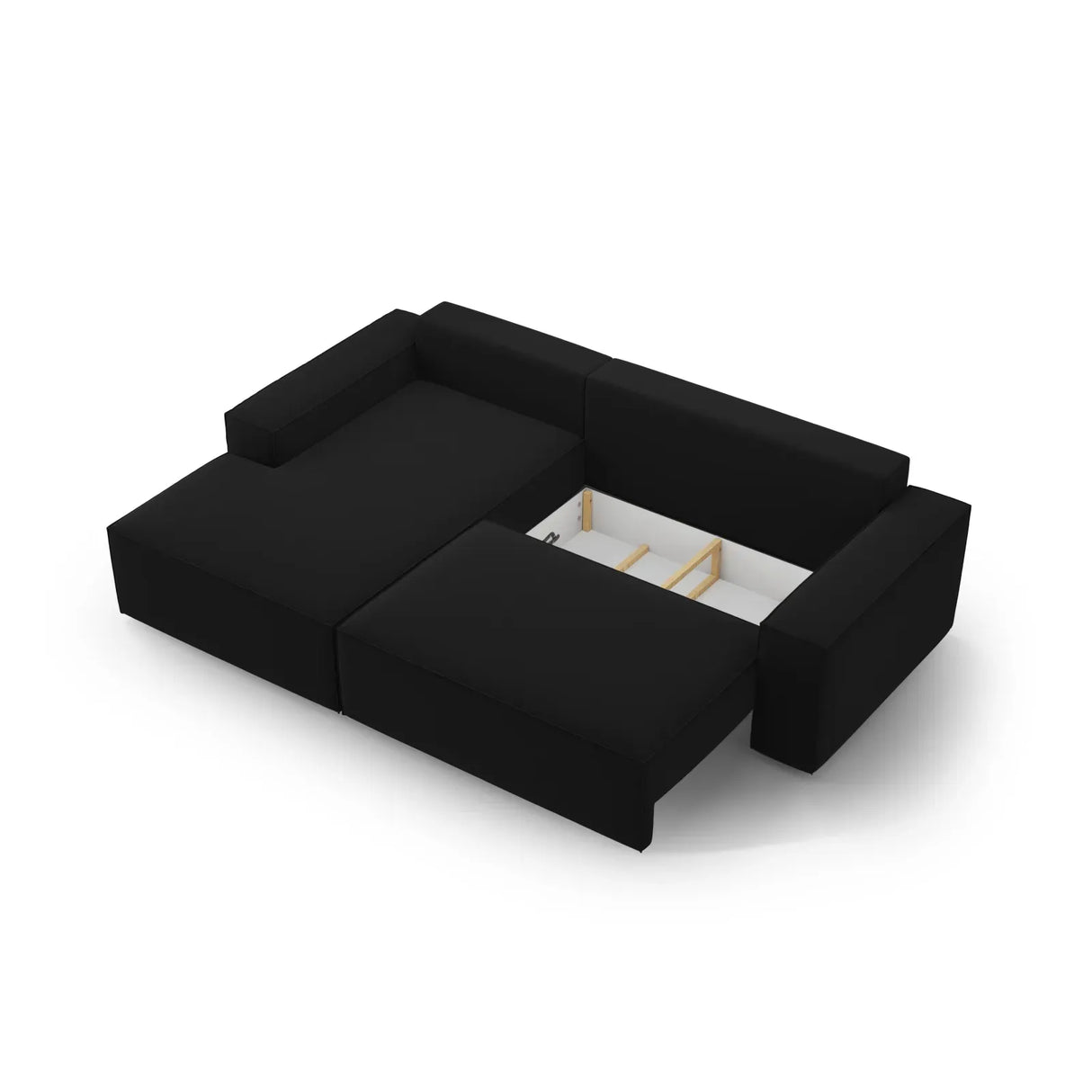 Jodie 3-Sitzer Ecksofa Links mit Schlaffunktion und Bettkasten mit Bezug aus Samt, Strukturstoff oder Boucle, 246x151 cm - ZEN ZONE Furniture