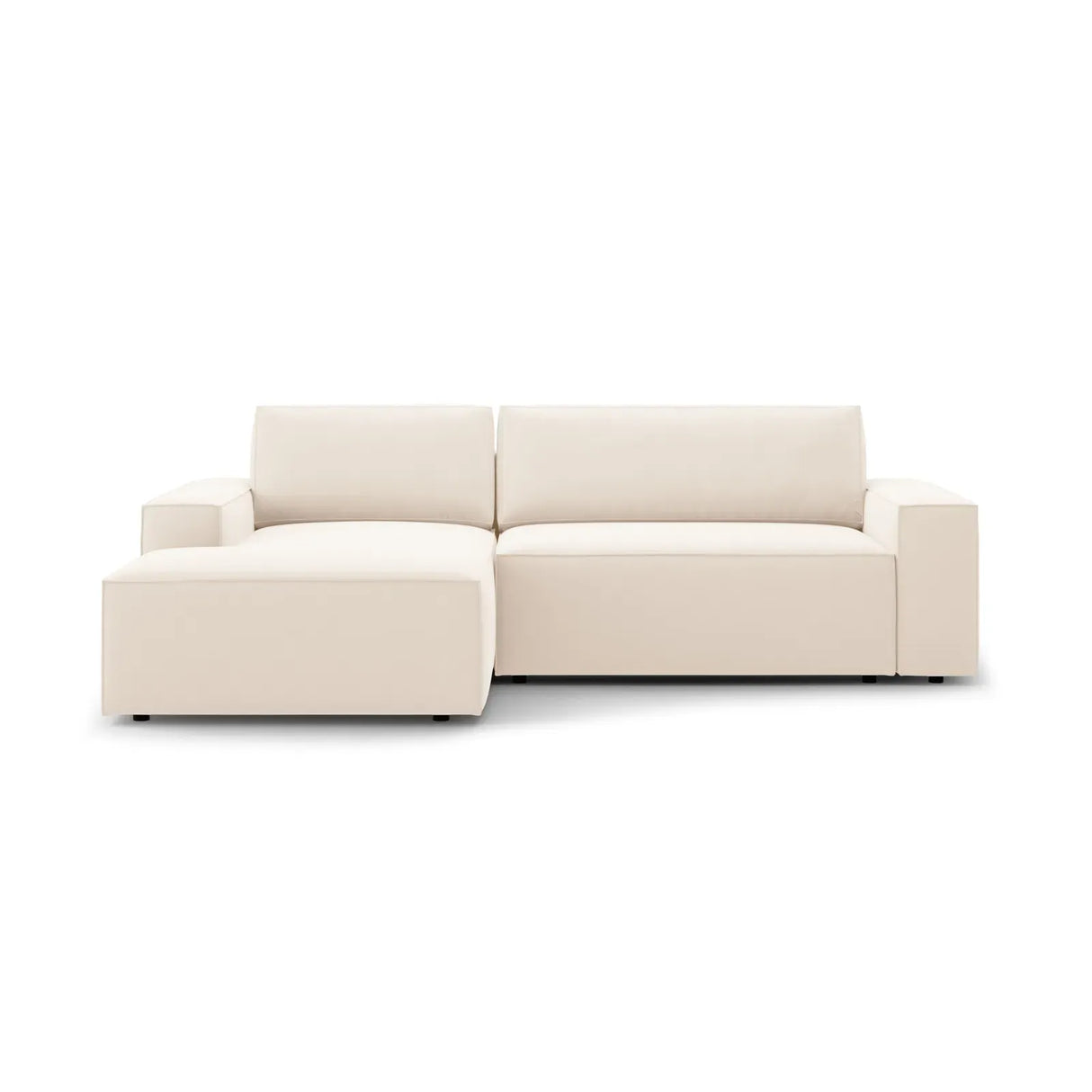 Jodie 3-Sitzer Ecksofa Links mit Schlaffunktion und Bettkasten mit Bezug aus Samt, Strukturstoff oder Boucle, 246x151 cm - ZEN ZONE Furniture