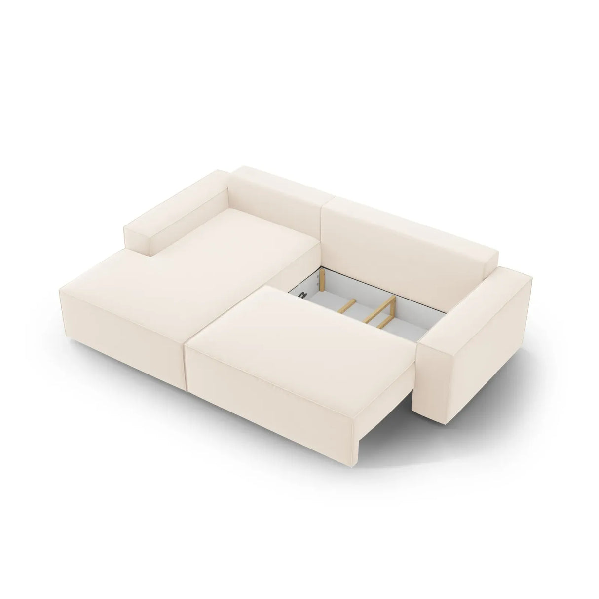 Jodie 3-Sitzer Ecksofa Links mit Schlaffunktion und Bettkasten mit Bezug aus Samt, Strukturstoff oder Boucle, 246x151 cm - ZEN ZONE Furniture