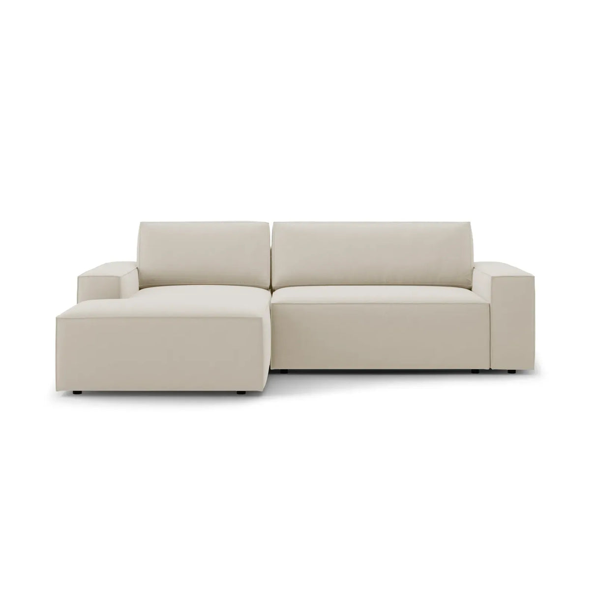 Jodie 3-Sitzer Ecksofa Links mit Schlaffunktion und Bettkasten mit Bezug aus Samt, Strukturstoff oder Boucle, 246x151 cm - ZEN ZONE Furniture