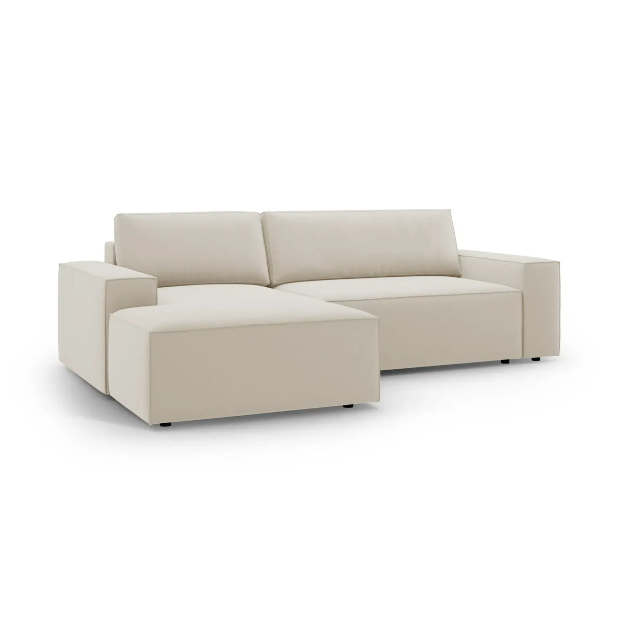 Jodie 3-Sitzer Ecksofa Links mit Schlaffunktion und Bettkasten mit Bezug aus Samt, Strukturstoff oder Boucle, 246x151 cm - ZEN ZONE Furniture