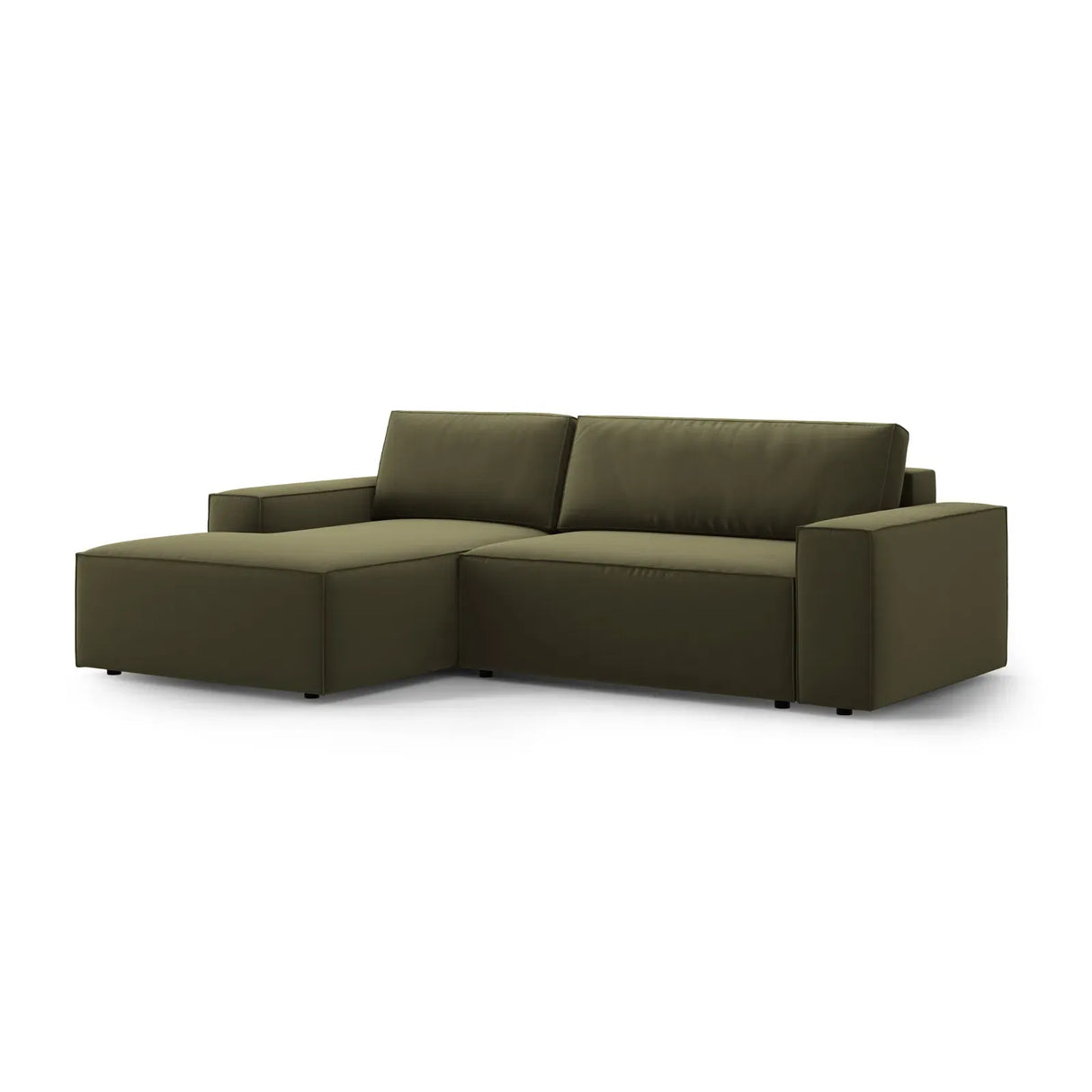 Jodie 3-Sitzer Ecksofa Links mit Schlaffunktion und Bettkasten mit Bezug aus Samt, Strukturstoff oder Boucle, 246x151 cm - ZEN ZONE Furniture