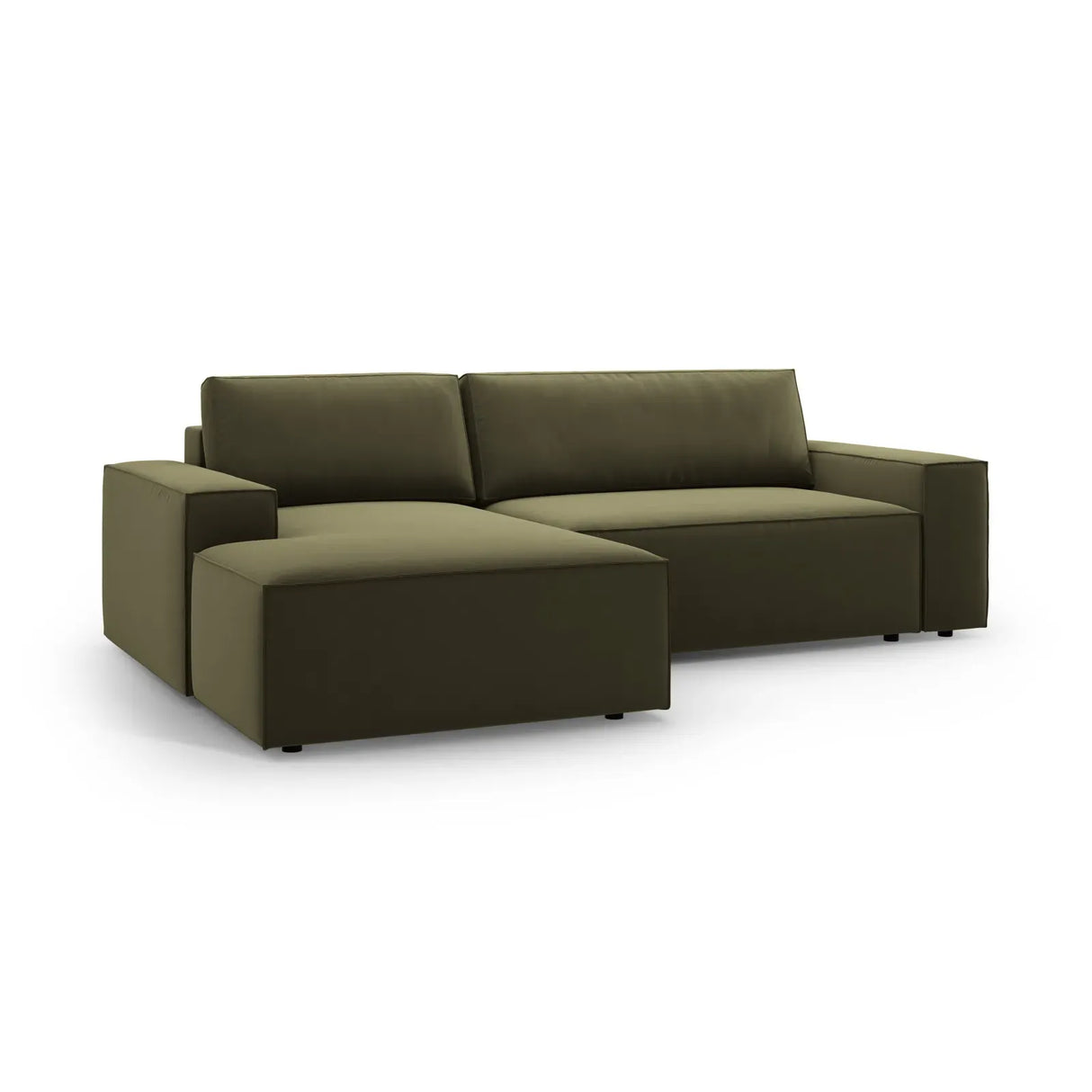 Jodie 3-Sitzer Ecksofa Links mit Schlaffunktion und Bettkasten mit Bezug aus Samt, Strukturstoff oder Boucle, 246x151 cm - ZEN ZONE Furniture