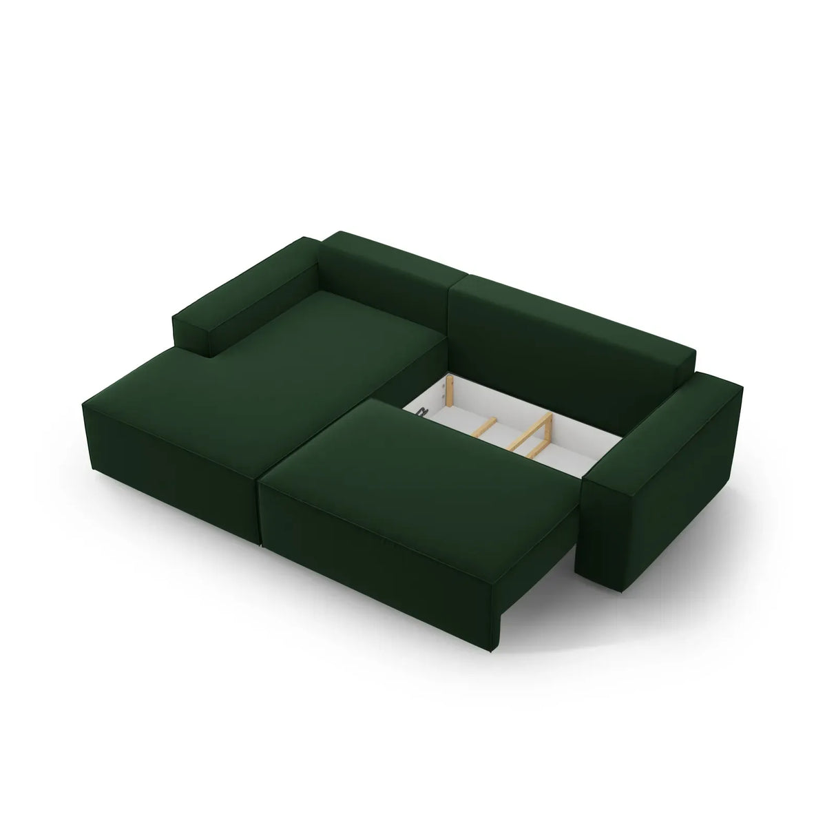 Jodie 3-Sitzer Ecksofa Links mit Schlaffunktion und Bettkasten mit Bezug aus Samt, Strukturstoff oder Boucle, 246x151 cm - ZEN ZONE Furniture