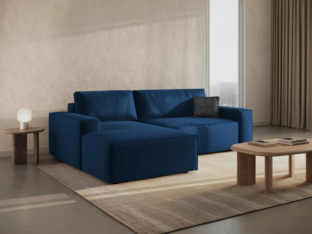 Jodie 3-Sitzer Ecksofa Links mit Schlaffunktion und Bettkasten mit Bezug aus Samt (Blu86) in Königsblau, 246x151 cm – Bild 9