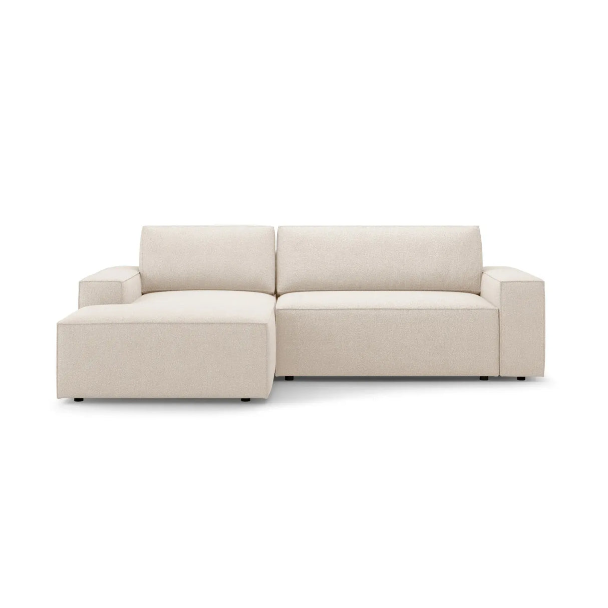 Jodie 3-Sitzer Ecksofa Links mit Schlaffunktion und Bettkasten mit Bezug aus Samt, Strukturstoff oder Boucle, 246x151 cm - ZEN ZONE Furniture
