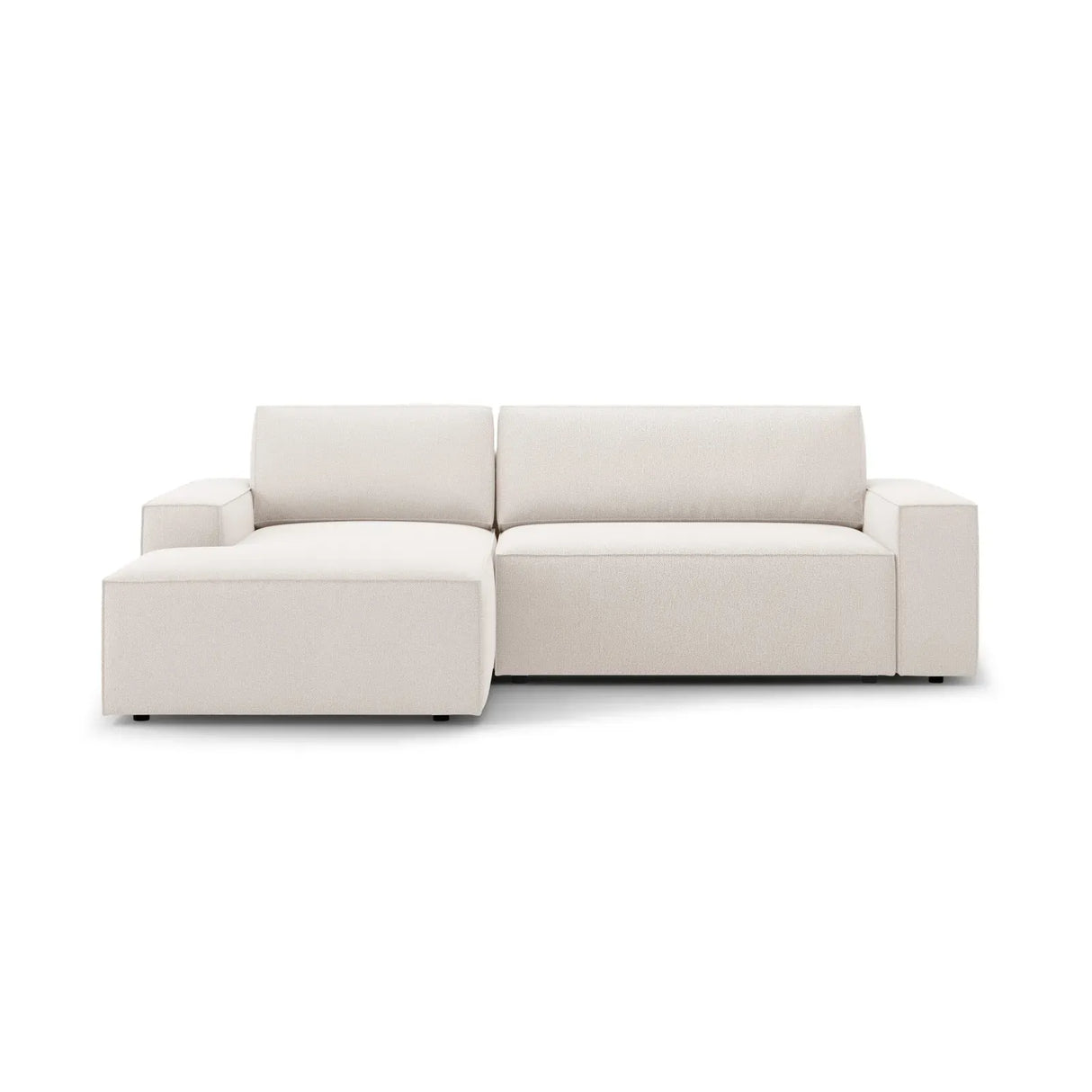 Jodie 3-Sitzer Ecksofa Links mit Schlaffunktion und Bettkasten mit Bezug aus Samt, Strukturstoff oder Boucle, 246x151 cm - ZEN ZONE Furniture
