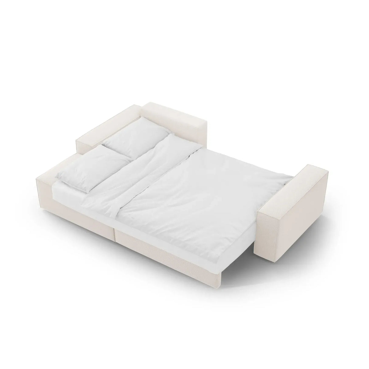 Jodie 3-Sitzer Ecksofa Links mit Schlaffunktion und Bettkasten mit Bezug aus Samt, Strukturstoff oder Boucle, 246x151 cm - ZEN ZONE Furniture