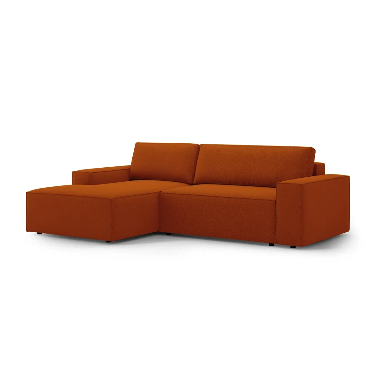 Jodie 3-Sitzer Ecksofa Links mit Schlaffunktion und Bettkasten mit Bezug aus Samt, Strukturstoff oder Boucle, 246x151 cm - ZEN ZONE Furniture