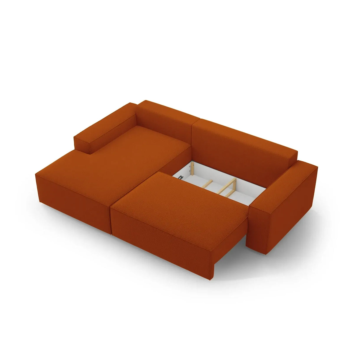Jodie 3-Sitzer Ecksofa Links mit Schlaffunktion und Bettkasten mit Bezug aus Samt, Strukturstoff oder Boucle, 246x151 cm - ZEN ZONE Furniture