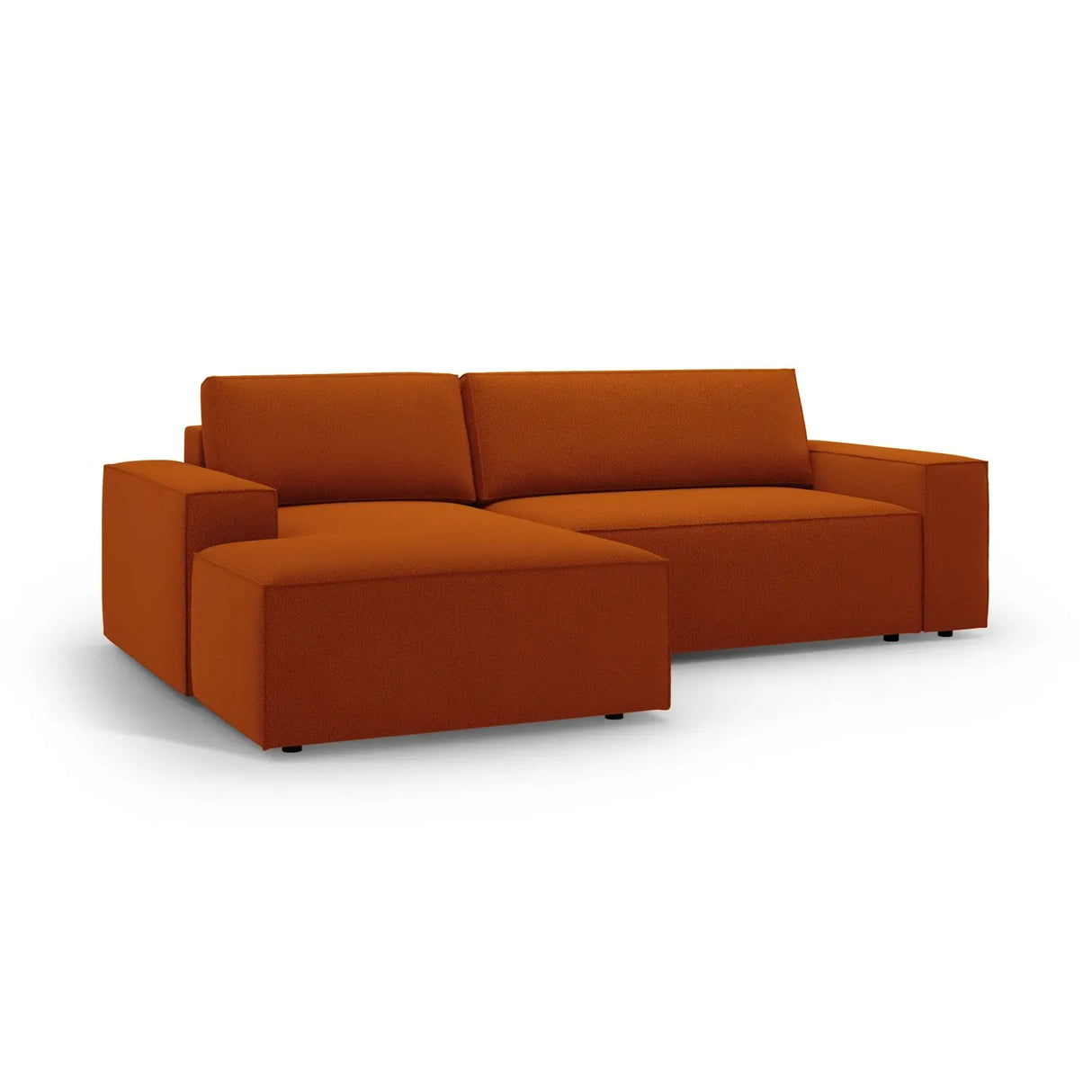 Jodie 3-Sitzer Ecksofa Links mit Schlaffunktion und Bettkasten mit Bezug aus Samt, Strukturstoff oder Boucle, 246x151 cm - ZEN ZONE Furniture