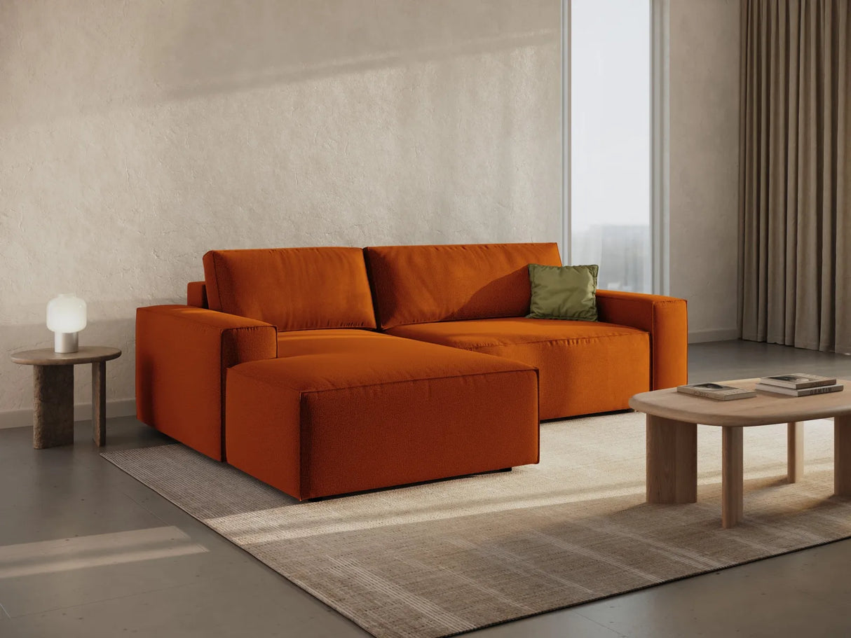 Jodie 3-Sitzer Ecksofa Links mit Schlaffunktion und Bettkasten mit Bezug aus Strukturierter Stoff (Meg357) in Terrakotta, 246x151 cm – Bild 9