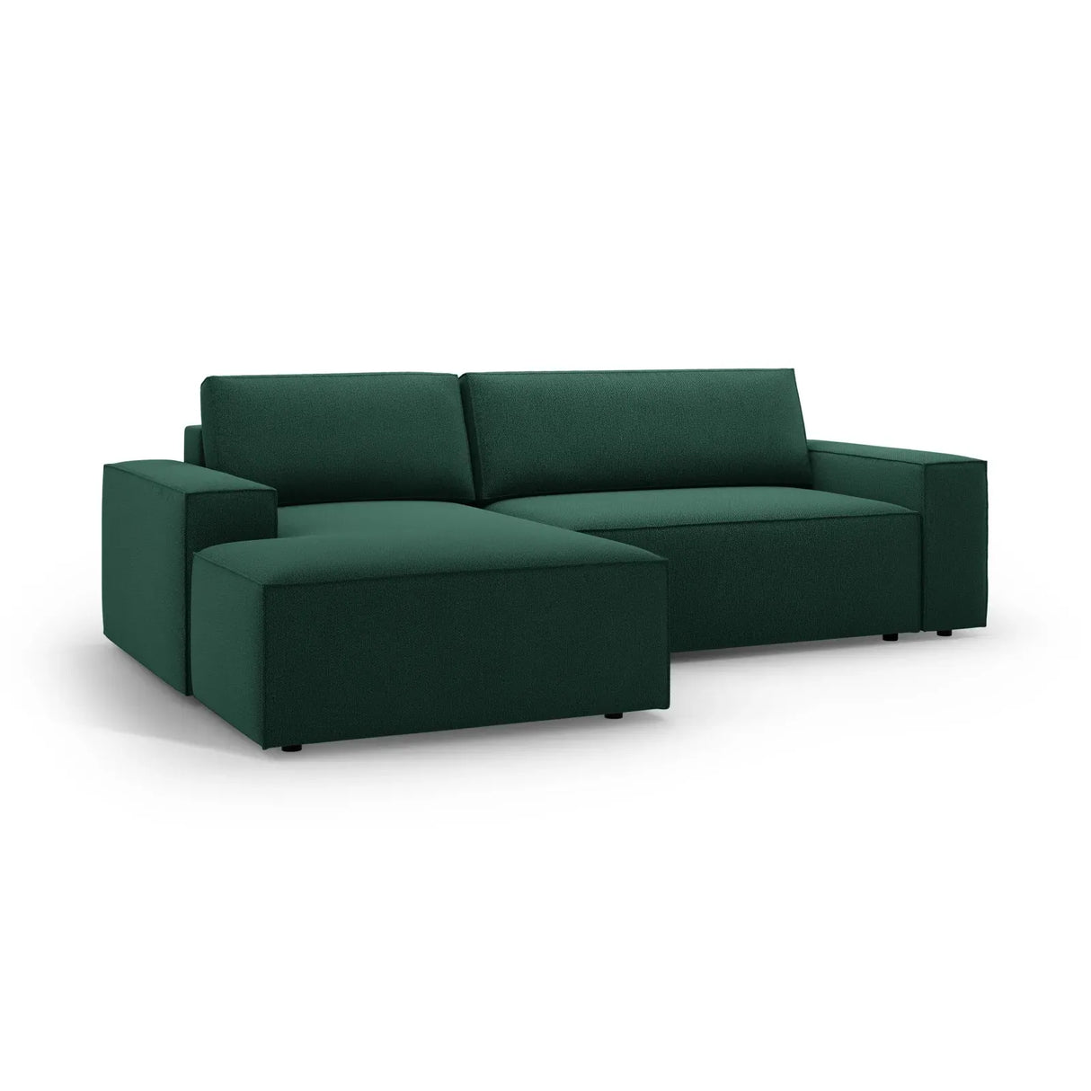 Jodie 3-Sitzer Ecksofa Links mit Schlaffunktion und Bettkasten mit Bezug aus Samt, Strukturstoff oder Boucle, 246x151 cm - ZEN ZONE Furniture