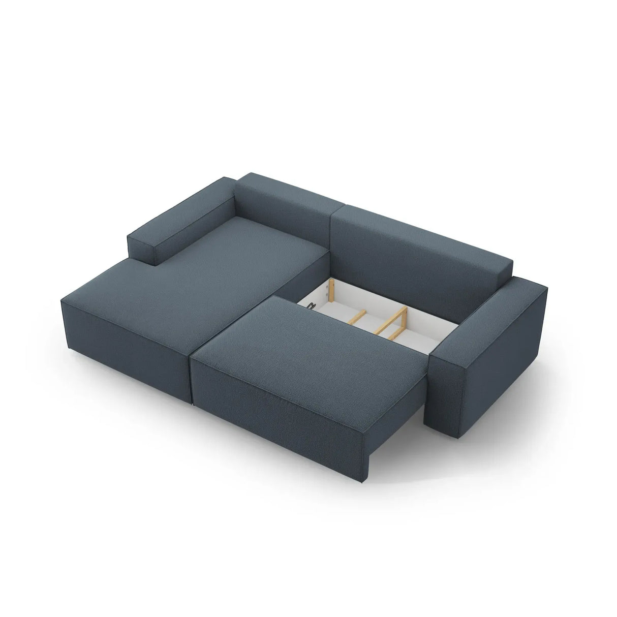 Jodie 3-Sitzer Ecksofa Links mit Schlaffunktion und Bettkasten mit Bezug aus Samt, Strukturstoff oder Boucle, 246x151 cm - ZEN ZONE Furniture