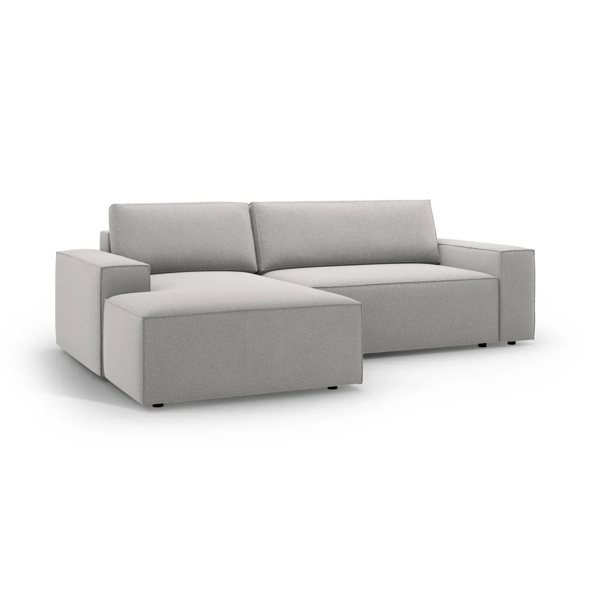 Jodie 3-Sitzer Ecksofa Links mit Schlaffunktion und Bettkasten mit Bezug aus Samt, Strukturstoff oder Boucle, 246x151 cm - ZEN ZONE Furniture