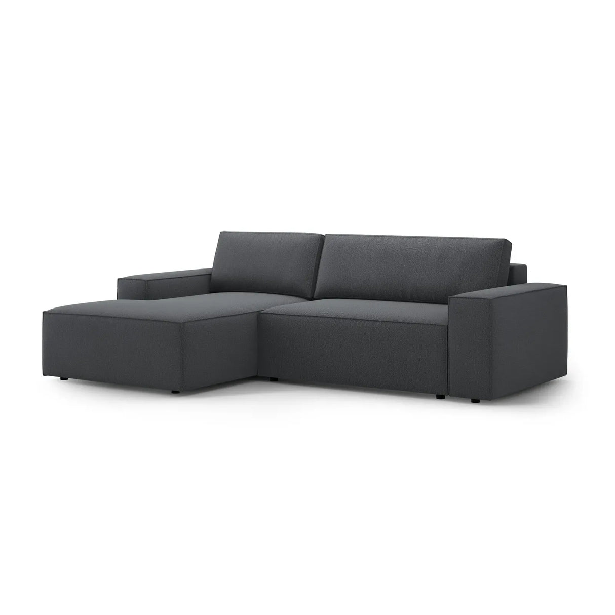 Jodie 3-Sitzer Ecksofa Links mit Schlaffunktion und Bettkasten mit Bezug aus Samt, Strukturstoff oder Boucle, 246x151 cm - ZEN ZONE Furniture