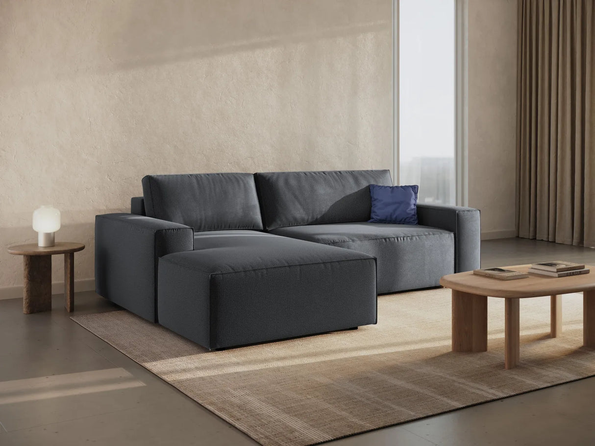 Jodie 3-Sitzer Ecksofa Links mit Schlaffunktion und Bettkasten mit Bezug aus Strukturierter Stoff (Meg367) in Dunkelgrau, 246x151 cm – Bild 7