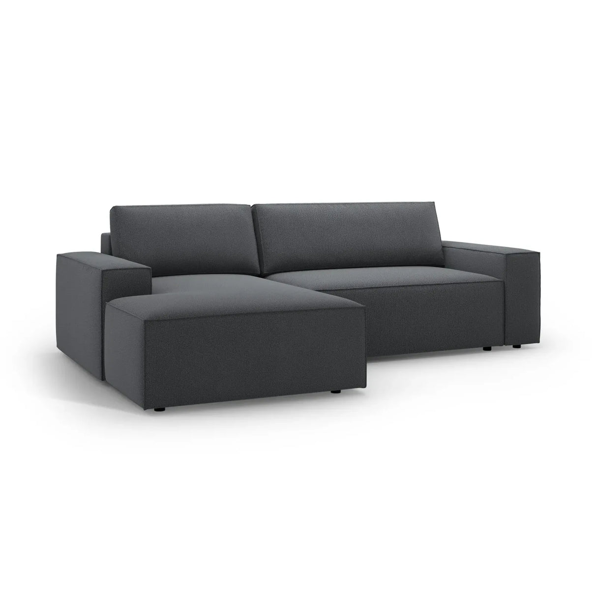 Jodie 3-Sitzer Ecksofa Links mit Schlaffunktion und Bettkasten mit Bezug aus Samt, Strukturstoff oder Boucle, 246x151 cm - ZEN ZONE Furniture