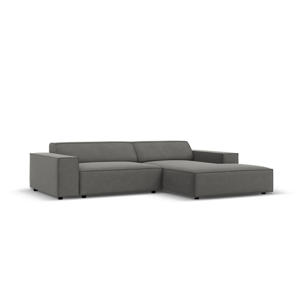 Jodie 3-Sitzer Ecksofa, Rechte Seite, aus Samt (Blu13) in Hellgrau, 224x166 cm – Bild 2