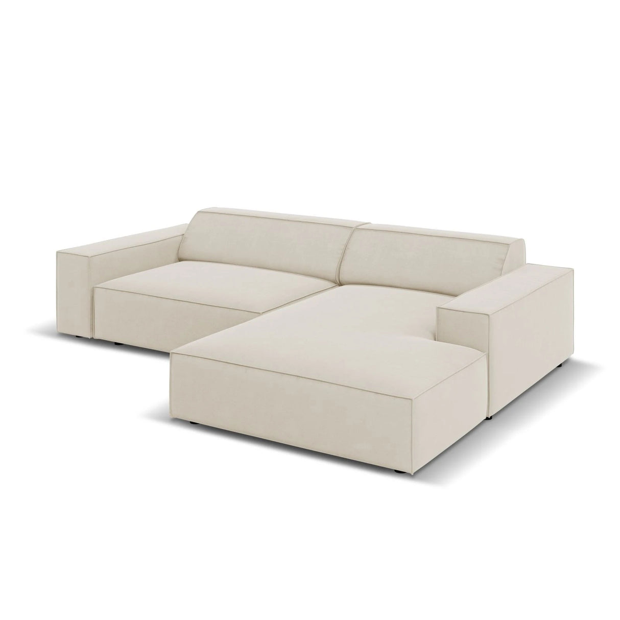 Jodie 3-Sitzer Ecksofa, Rechte Seite, aus Samt (Blu30) in Dunkelbeige, 224x166 cm – Bild 4