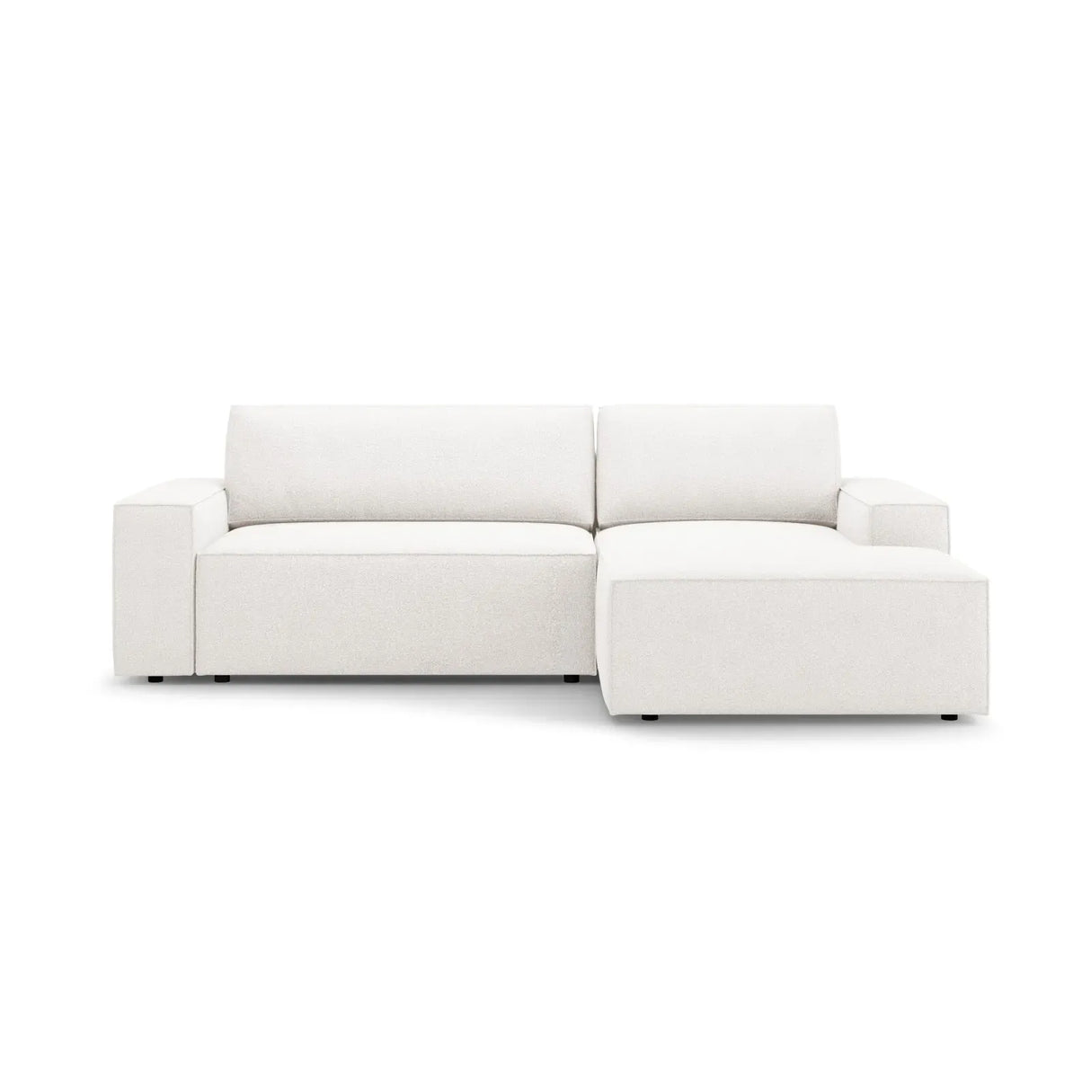 Jodie 3-Sitzer Ecksofa Rechts mit Schlaffunktion und Bettkasten mit Bezug aus Samt, Strukturstoff oder Boucle, 246x151 cm - ZEN ZONE Furniture