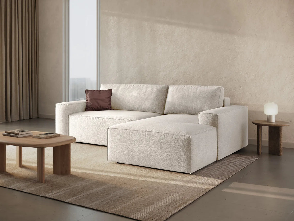 Jodie 3-Sitzer Ecksofa Rechts mit Schlaffunktion und Bettkasten mit Bezug aus Boucle (Bal2073) in Weiß, 246x151 cm – Bild 2
