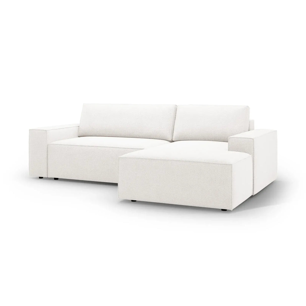 Jodie 3-Sitzer Ecksofa Rechts mit Schlaffunktion und Bettkasten mit Bezug aus Samt, Strukturstoff oder Boucle, 246x151 cm - ZEN ZONE Furniture