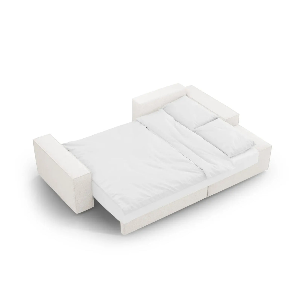 Jodie 3-Sitzer Ecksofa Rechts mit Schlaffunktion und Bettkasten mit Bezug aus Samt, Strukturstoff oder Boucle, 246x151 cm - ZEN ZONE Furniture